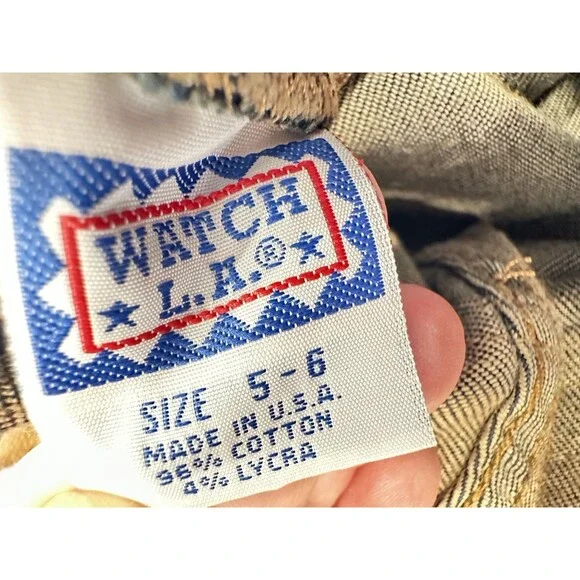 Vintage 70s style Patchwork Watch LA Flare Bell Bottom Cotton Denim Jeans NWT - Picture 15 of 16